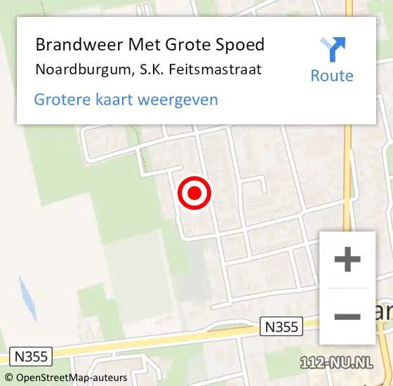 Locatie op kaart van de 112 melding: Brandweer Met Grote Spoed Naar Noardburgum, S.K. Feitsmastraat op 14 oktober 2023 04:17