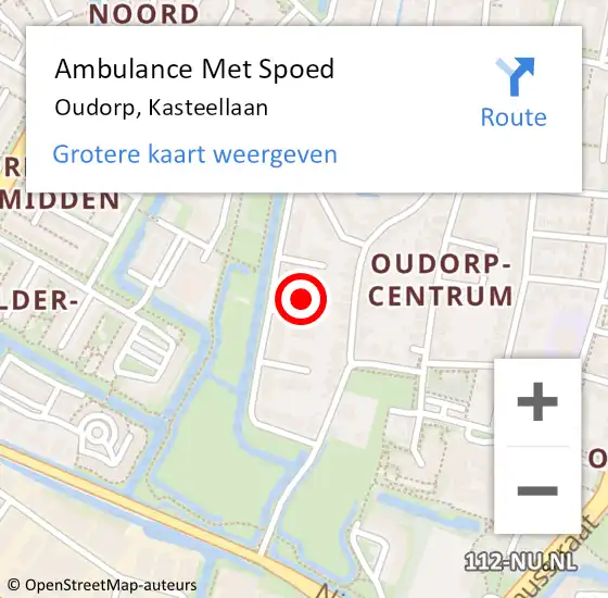 Locatie op kaart van de 112 melding: Ambulance Met Spoed Naar Oudorp, Kasteellaan op 14 oktober 2023 04:47