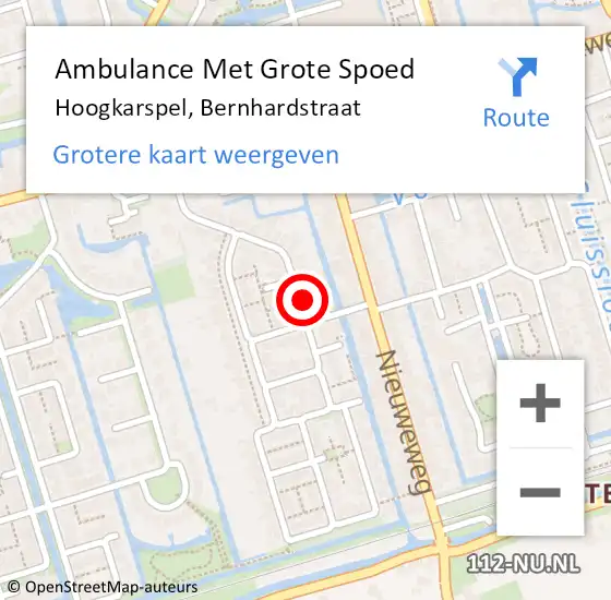 Locatie op kaart van de 112 melding: Ambulance Met Grote Spoed Naar Hoogkarspel, Bernhardstraat op 14 oktober 2023 05:08