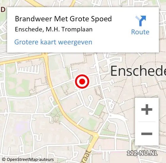 Locatie op kaart van de 112 melding: Brandweer Met Grote Spoed Naar Enschede, M.H. Tromplaan op 14 oktober 2023 05:11