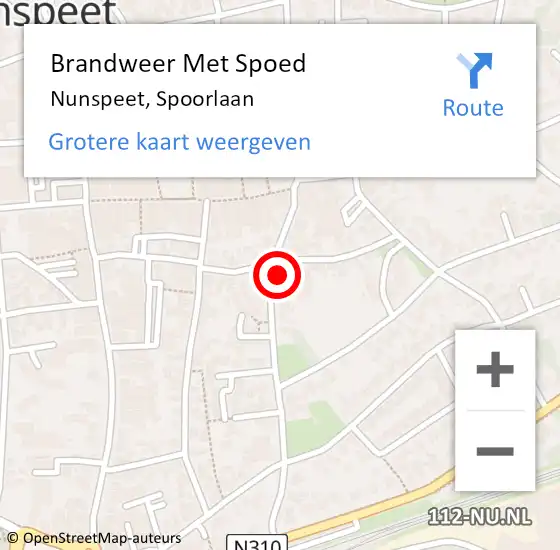 Locatie op kaart van de 112 melding: Brandweer Met Spoed Naar Nunspeet, Spoorlaan op 14 oktober 2023 05:12