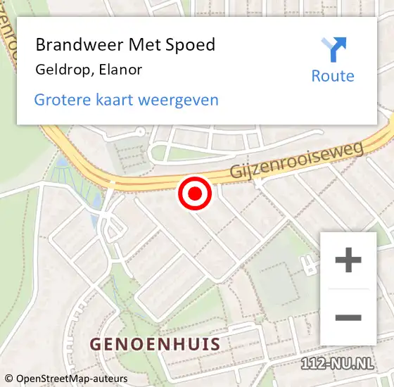 Locatie op kaart van de 112 melding: Brandweer Met Spoed Naar Geldrop, Elanor op 14 oktober 2023 05:13