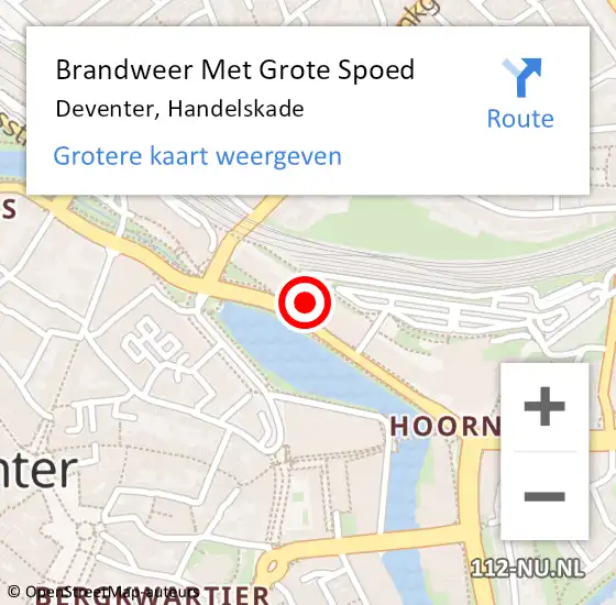 Locatie op kaart van de 112 melding: Brandweer Met Grote Spoed Naar Deventer, Handelskade op 14 oktober 2023 05:15