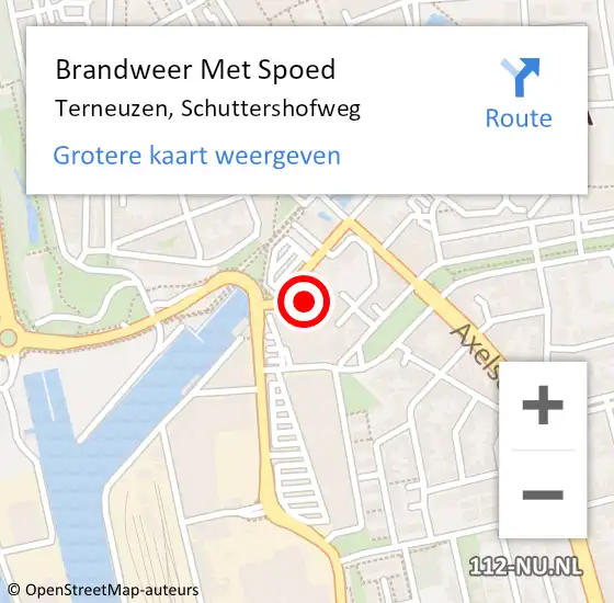 Locatie op kaart van de 112 melding: Brandweer Met Spoed Naar Terneuzen, Schuttershofweg op 14 oktober 2023 06:34