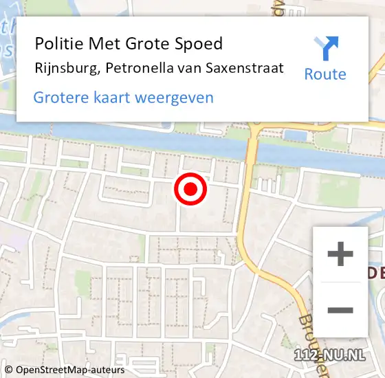 Locatie op kaart van de 112 melding: Politie Met Grote Spoed Naar Rijnsburg, Petronella van Saxenstraat op 14 oktober 2023 08:41