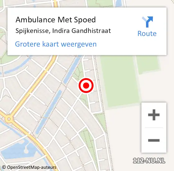 Locatie op kaart van de 112 melding: Ambulance Met Spoed Naar Spijkenisse, Indira Gandhistraat op 14 oktober 2023 09:15