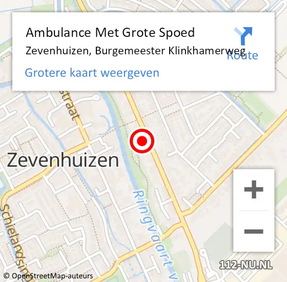 Locatie op kaart van de 112 melding: Ambulance Met Grote Spoed Naar Zevenhuizen, Burgemeester Klinkhamerweg op 14 oktober 2023 09:17
