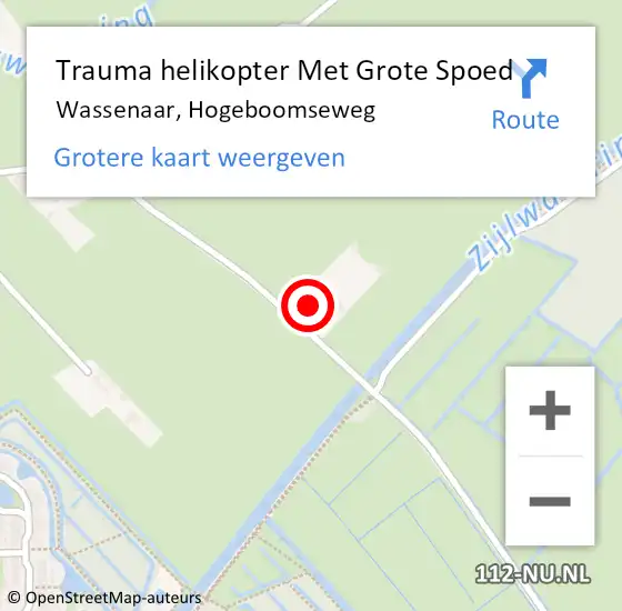 Locatie op kaart van de 112 melding: Trauma helikopter Met Grote Spoed Naar Wassenaar, Hogeboomseweg op 14 oktober 2023 09:50