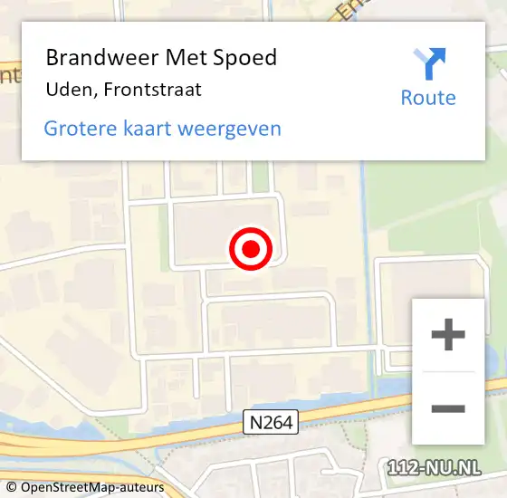 Locatie op kaart van de 112 melding: Brandweer Met Spoed Naar Uden, Frontstraat op 14 oktober 2023 10:02