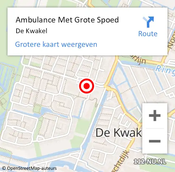 Locatie op kaart van de 112 melding: Ambulance Met Grote Spoed Naar De Kwakel op 14 oktober 2023 10:16