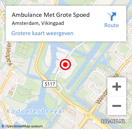 Locatie op kaart van de 112 melding: Ambulance Met Grote Spoed Naar Amsterdam, Vikingpad op 14 oktober 2023 10:17