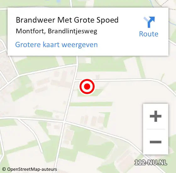 Locatie op kaart van de 112 melding: Brandweer Met Grote Spoed Naar Montfort, Brandlintjesweg op 14 oktober 2023 10:18