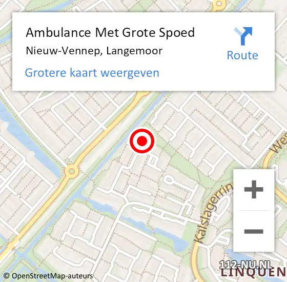 Locatie op kaart van de 112 melding: Ambulance Met Grote Spoed Naar Nieuw-Vennep, Langemoor op 14 oktober 2023 10:28