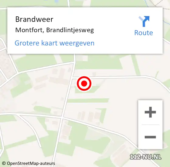 Locatie op kaart van de 112 melding: Brandweer Montfort, Brandlintjesweg op 14 oktober 2023 10:40