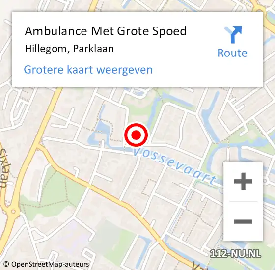 Locatie op kaart van de 112 melding: Ambulance Met Grote Spoed Naar Hillegom, Parklaan op 14 oktober 2023 10:40