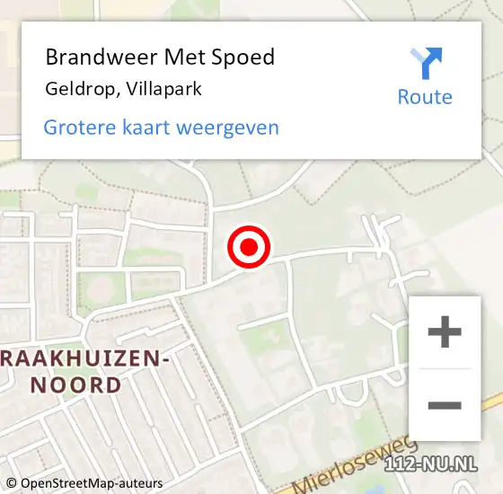 Locatie op kaart van de 112 melding: Brandweer Met Spoed Naar Geldrop, Villapark op 14 oktober 2023 10:42