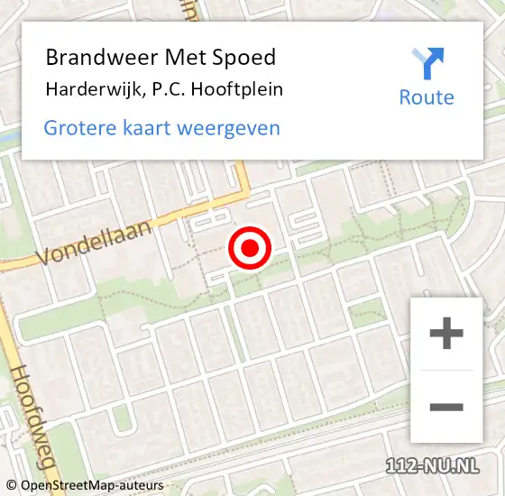 Locatie op kaart van de 112 melding: Brandweer Met Spoed Naar Harderwijk, P.C. Hooftplein op 14 oktober 2023 11:17