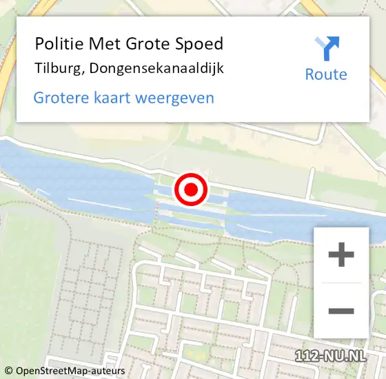 Locatie op kaart van de 112 melding: Politie Met Grote Spoed Naar Tilburg, Dongensekanaaldijk op 14 oktober 2023 11:33