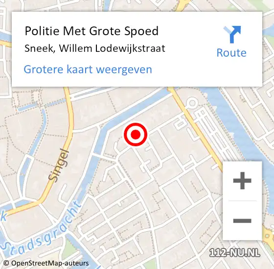 Locatie op kaart van de 112 melding: Politie Met Grote Spoed Naar Sneek, Willem Lodewijkstraat op 14 oktober 2023 11:43