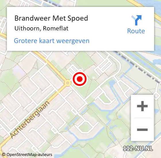 Locatie op kaart van de 112 melding: Brandweer Met Spoed Naar Uithoorn, Romeflat op 14 oktober 2023 11:55