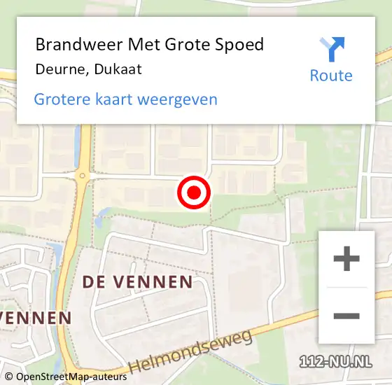 Locatie op kaart van de 112 melding: Brandweer Met Grote Spoed Naar Deurne, Dukaat op 14 oktober 2023 11:57