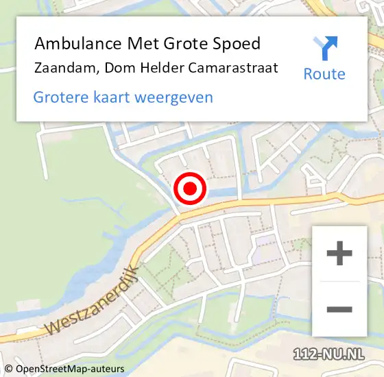 Locatie op kaart van de 112 melding: Ambulance Met Grote Spoed Naar Zaandam, Dom Helder Camarastraat op 14 oktober 2023 12:01