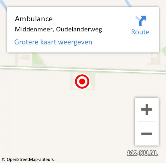 Locatie op kaart van de 112 melding: Ambulance Middenmeer, Oudelanderweg op 14 oktober 2023 12:08