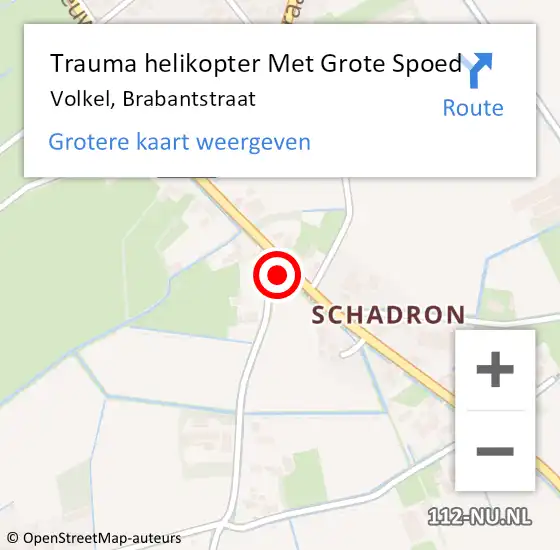 Locatie op kaart van de 112 melding: Trauma helikopter Met Grote Spoed Naar Volkel, Brabantstraat op 14 oktober 2023 12:16