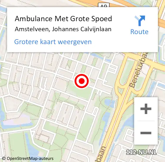 Locatie op kaart van de 112 melding: Ambulance Met Grote Spoed Naar Amstelveen, Johannes Calvijnlaan op 14 oktober 2023 12:25