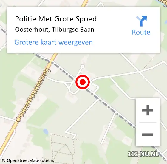 Locatie op kaart van de 112 melding: Politie Met Grote Spoed Naar Oosterhout, Tilburgse Baan op 14 oktober 2023 12:27