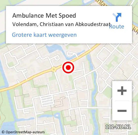 Locatie op kaart van de 112 melding: Ambulance Met Spoed Naar Volendam, Christiaan van Abkoudestraat op 14 oktober 2023 12:52