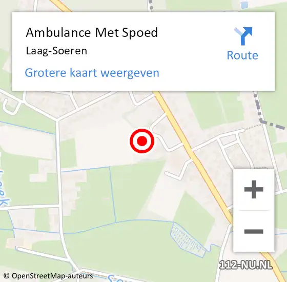 Locatie op kaart van de 112 melding: Ambulance Met Spoed Naar Laag-Soeren op 14 oktober 2023 13:04