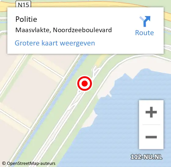 Locatie op kaart van de 112 melding: Politie Maasvlakte, Noordzeeboulevard op 14 oktober 2023 13:24