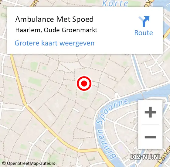 Locatie op kaart van de 112 melding: Ambulance Met Spoed Naar Haarlem, Oude Groenmarkt op 14 oktober 2023 13:25