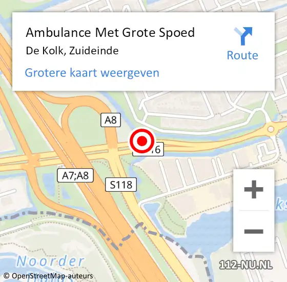 Locatie op kaart van de 112 melding: Ambulance Met Grote Spoed Naar De Kolk, Zuideinde op 11 september 2014 15:10