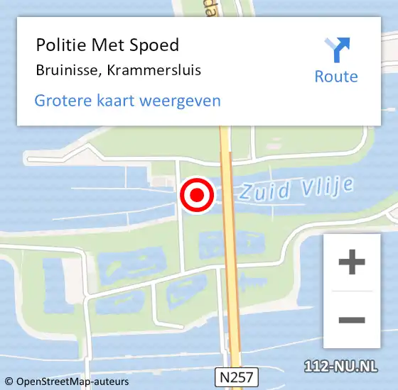 Locatie op kaart van de 112 melding: Politie Met Spoed Naar Bruinisse, Krammersluis op 14 oktober 2023 14:07