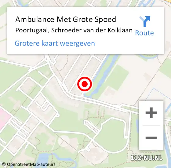 Locatie op kaart van de 112 melding: Ambulance Met Grote Spoed Naar Poortugaal, Schroeder van der Kolklaan op 14 oktober 2023 14:07