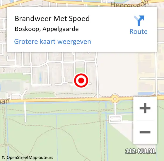 Locatie op kaart van de 112 melding: Brandweer Met Spoed Naar Boskoop, Appelgaarde op 14 oktober 2023 14:13