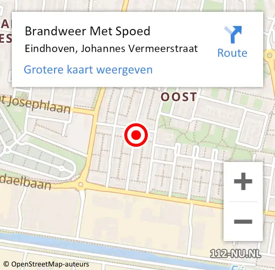 Locatie op kaart van de 112 melding: Brandweer Met Spoed Naar Eindhoven, Johannes Vermeerstraat op 14 oktober 2023 14:23