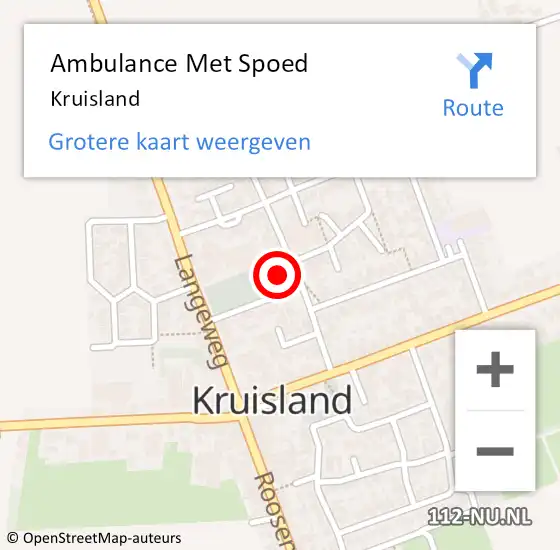 Locatie op kaart van de 112 melding: Ambulance Met Spoed Naar Kruisland op 14 oktober 2023 15:05