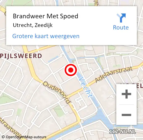 Locatie op kaart van de 112 melding: Brandweer Met Spoed Naar Utrecht, Zeedijk op 14 oktober 2023 15:15