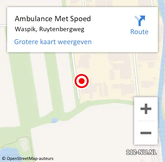 Locatie op kaart van de 112 melding: Ambulance Met Spoed Naar Waspik, Ruytenbergweg op 11 september 2014 15:20