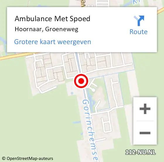 Locatie op kaart van de 112 melding: Ambulance Met Spoed Naar Hoornaar, Groeneweg op 14 oktober 2023 15:19