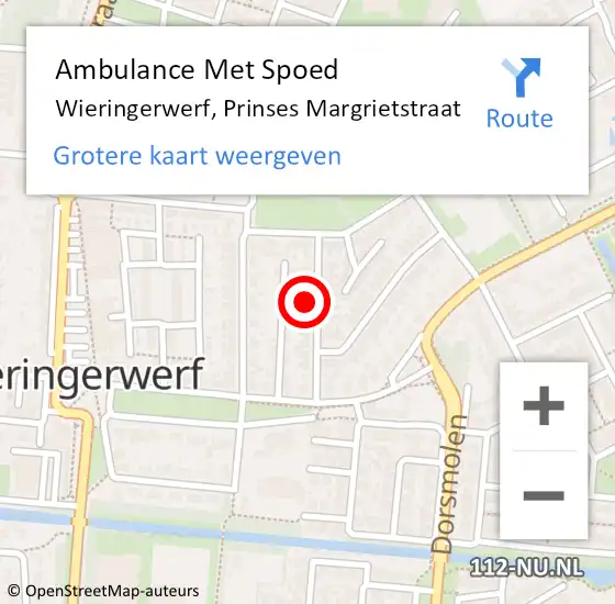 Locatie op kaart van de 112 melding: Ambulance Met Spoed Naar Wieringerwerf, Prinses Margrietstraat op 14 oktober 2023 15:22