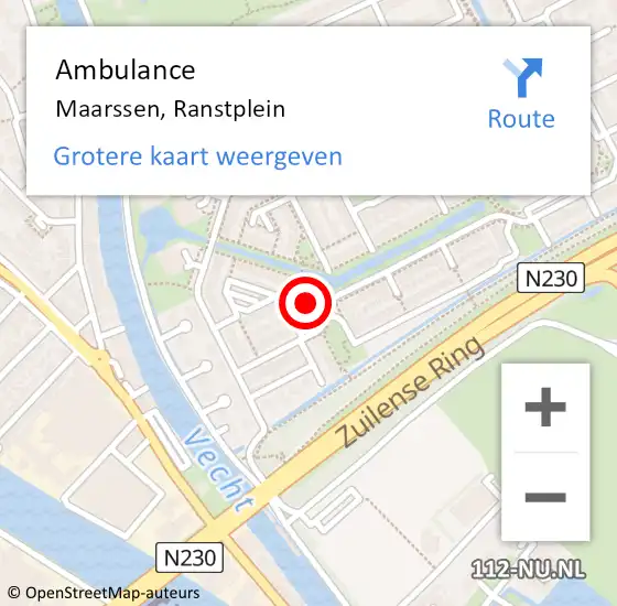 Locatie op kaart van de 112 melding: Ambulance Maarssen, Ranstplein op 11 september 2014 15:20