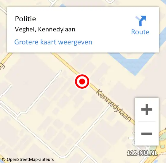 Locatie op kaart van de 112 melding: Politie Veghel, Kennedylaan op 14 oktober 2023 15:32