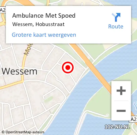Locatie op kaart van de 112 melding: Ambulance Met Spoed Naar Wessem, Hobusstraat op 14 oktober 2023 15:47
