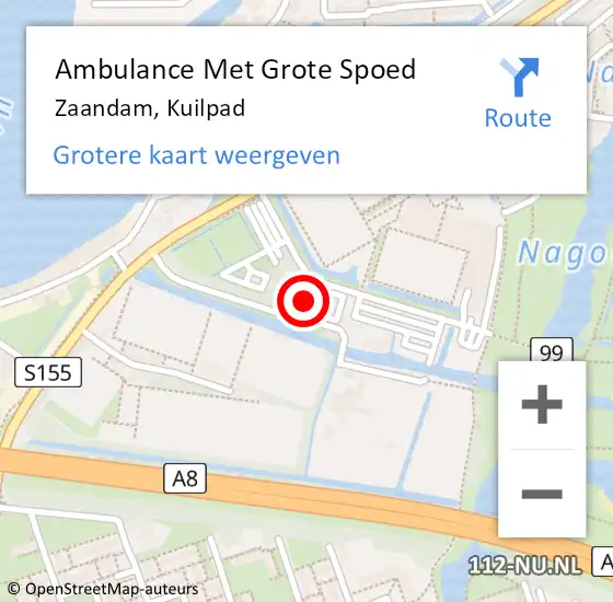 Locatie op kaart van de 112 melding: Ambulance Met Grote Spoed Naar Zaandam, Kuilpad op 14 oktober 2023 15:51