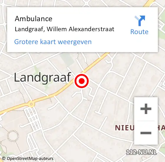 Locatie op kaart van de 112 melding: Ambulance Landgraaf, Willem Alexanderstraat op 11 september 2014 15:24