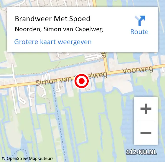 Locatie op kaart van de 112 melding: Brandweer Met Spoed Naar Noorden, Simon van Capelweg op 14 oktober 2023 16:12